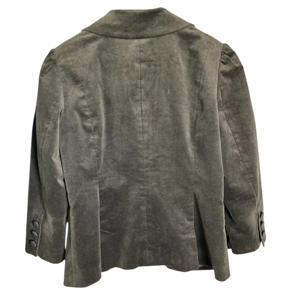Halogen‎ Gray Velvet Blazer Jacket Women's Size Medium Puffed Shoulders